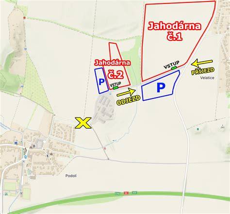 mapa jahodárny Podolí Podolí Brno