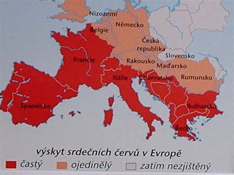 Mapa areálů výskytu brízy v Evropě